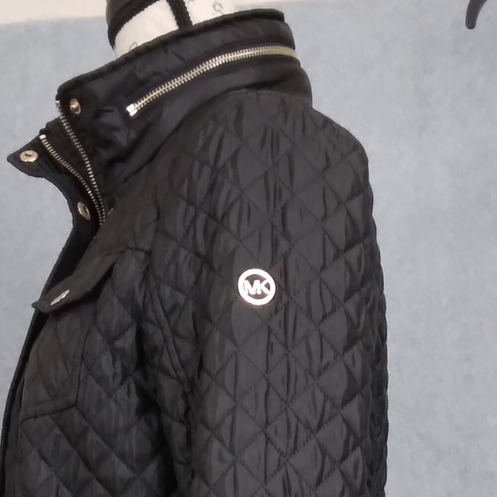 Michael Kors | Black Quilted Coat Snap/Zip | Size S - Picture 8 of 13